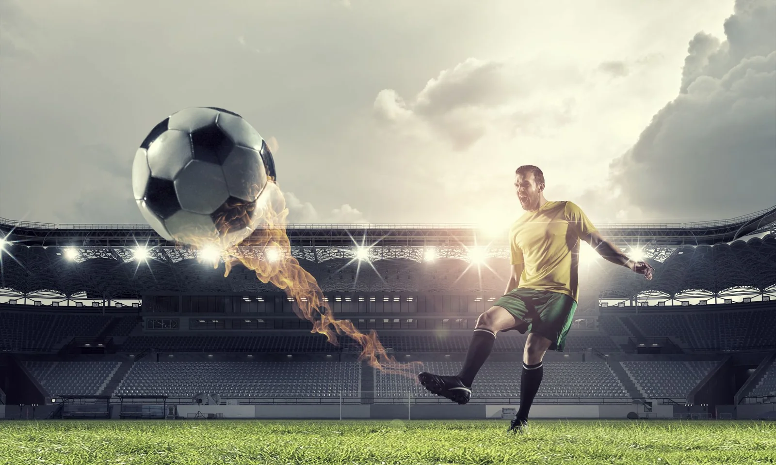 Layar olahraga yang menampilkan pertandingan langsung