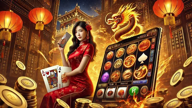 Layar slot dengan simbol wild scatter dan fitur bonus
